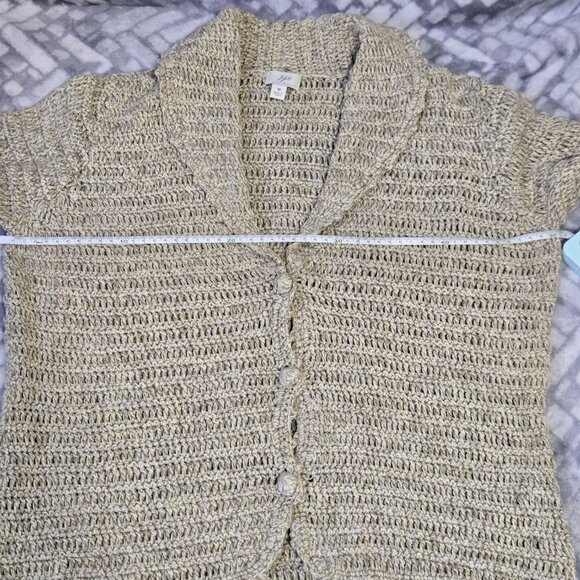 J. Jill Women's Cream Tan Linen Cotton Hand Crochet  Cardigan M - Picture 11 of 14